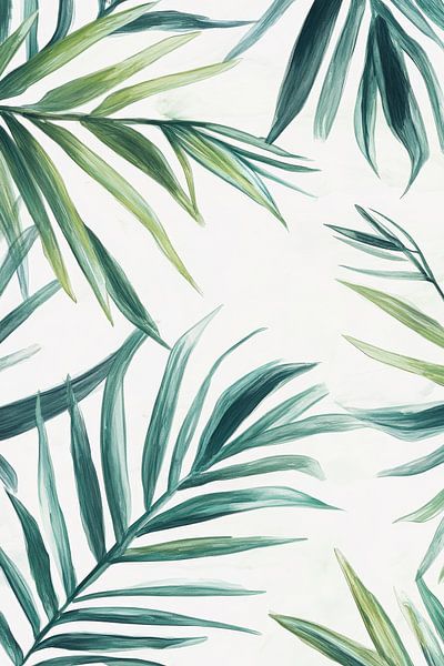 Tropical leaves in soft shades of green by Poster Art Shop
