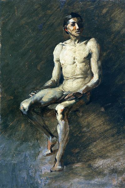 Sitting male nude, WILHELM BUSCH, circa 1855 by Atelier Liesjes