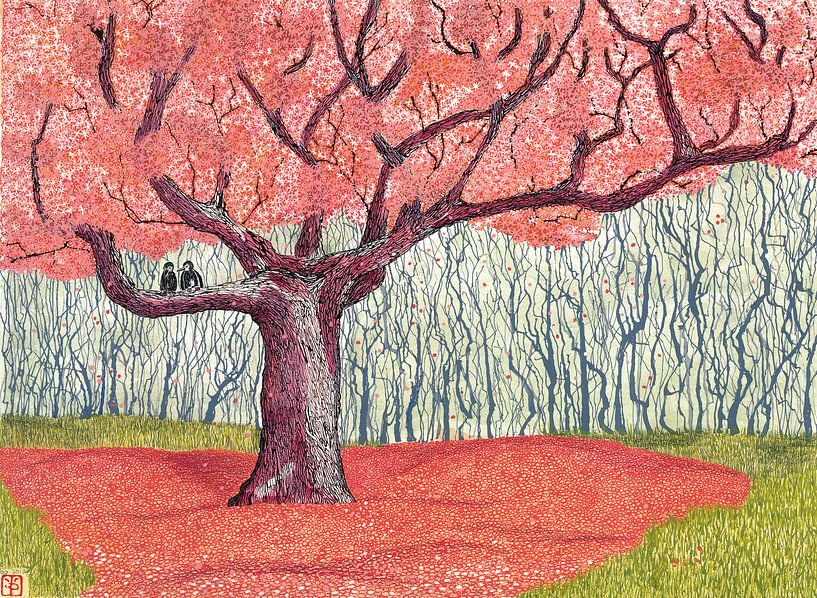 Red Tree van Yvonne Jansen