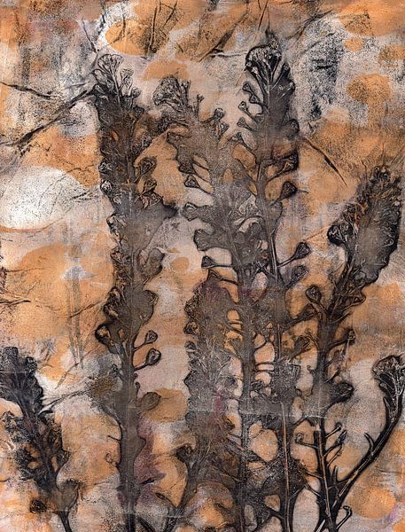 Natürliche botanische Schönheit. Pflanzen in Braun auf Terrakotta. von Dina Dankers