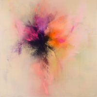 Moderne abstrakte Blume in Pastellfarben und Neon-Akzenten