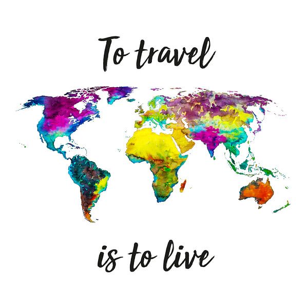 Tropical World Map with Quote | Wall Circle by WorldMapShop