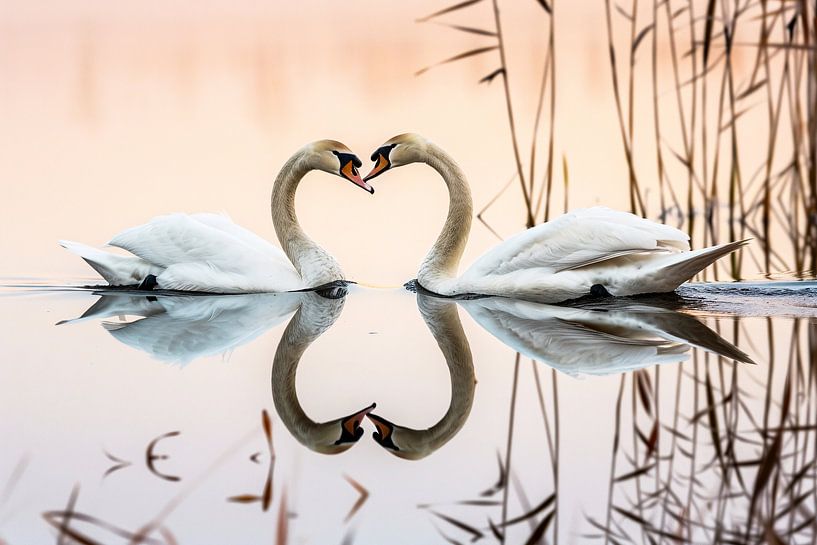 Elegant swans in heart shape by Imperial Art House