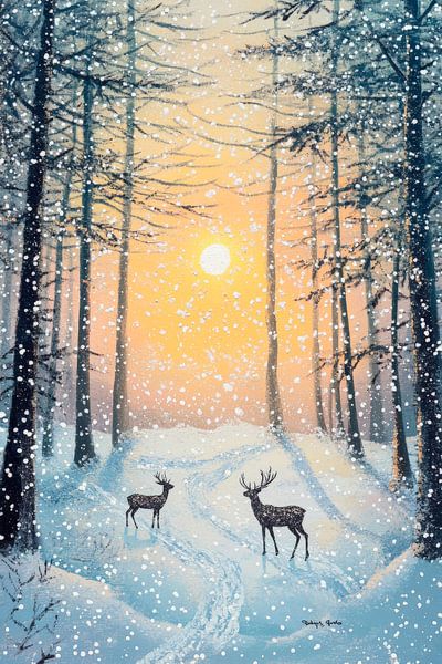 Matin d'hiver dans la forêt enneigée par Poster Art Shop