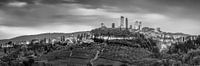 Ambiance San Gimignano en Toscane en Italie en noir et blanc