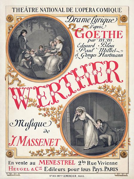 Poster für die Premiere von Jules Massenets Werther (1893) von Eugène Grasset von Peter Balan