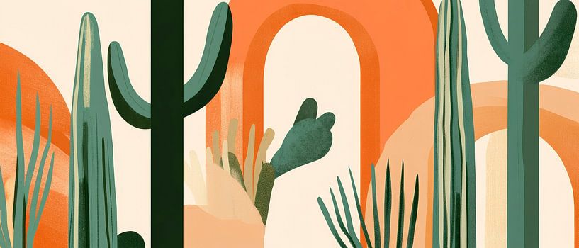 Kaktuslandschaft in warmen Tönen von Poster Art Shop