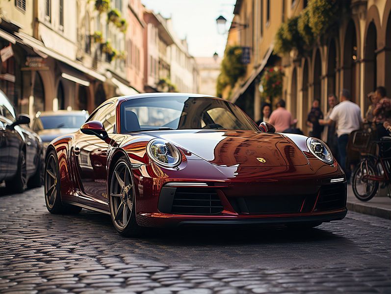 Porsche rouge en ville_1 par Bianca Bakkenist
