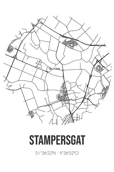 Stampersgat (Brabant septentrional) | Carte | Noir et blanc par Affiches de lieux