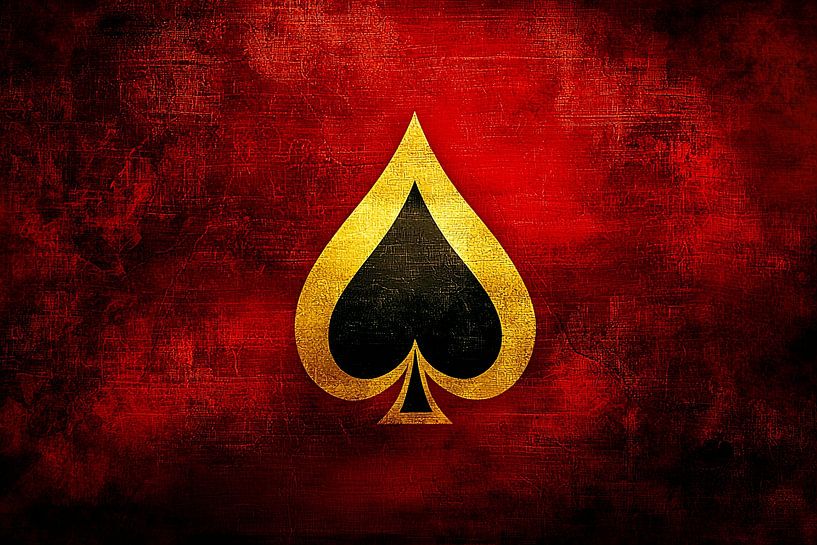 Golden spades on red background by Art & Soul Creations