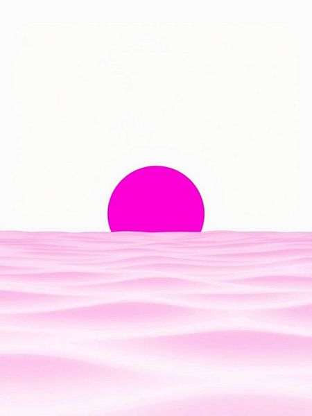 Neon Magenta Sun Rising über einem Pastell rosa Wüste Düne Landschaft von Artistic