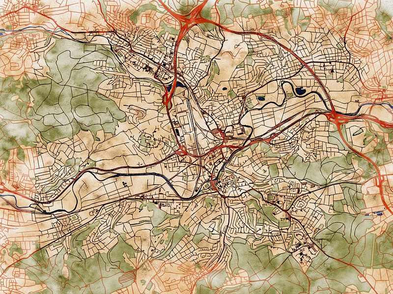 Karte von Wetzlar im stil 'Serene Summer' von Maporia