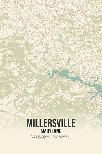Carte ancienne de Millersville (Maryland), USA. par Affiches de lieux