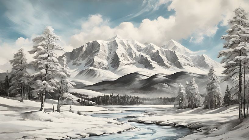 Malerei Berg Winterlandschaft von Anton de Zeeuw