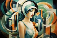 Abstrakter Art-déco-Stil mit einer schönen Frau
