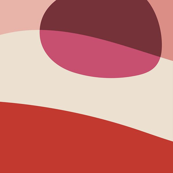 Paysage romantique abstrait en rose, rouge, blanc, rouge vin par Dina Dankers