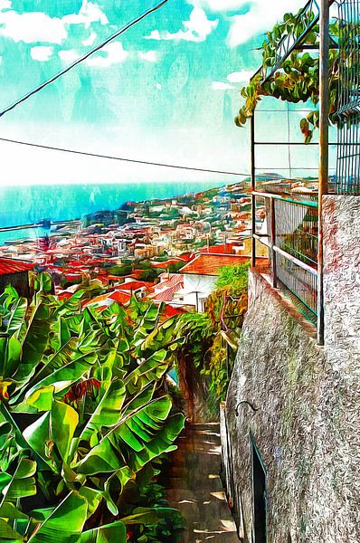 Blick hinunter nach Funchal von Monte auf Madeira von Dorothy Berry-Lound