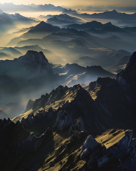 Leuchtende Gipfel im Abendlicht von fernlichtsicht