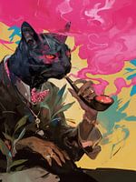 Rauch und Reflexion: Die meditierende Katze