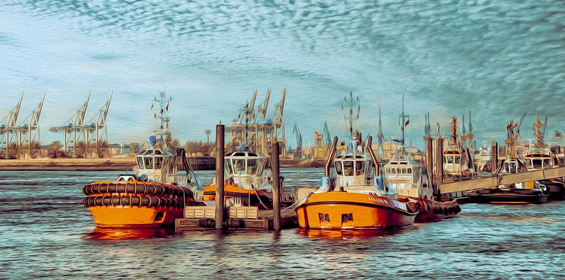 Hamburg - Schlepper am Pier von Sabine Wagner