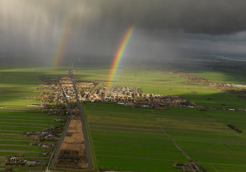 Arc-en-ciel au-dessus de Stolwijk pendant un orage au dessus du Coeur Vert par Sky Pictures Fotografie