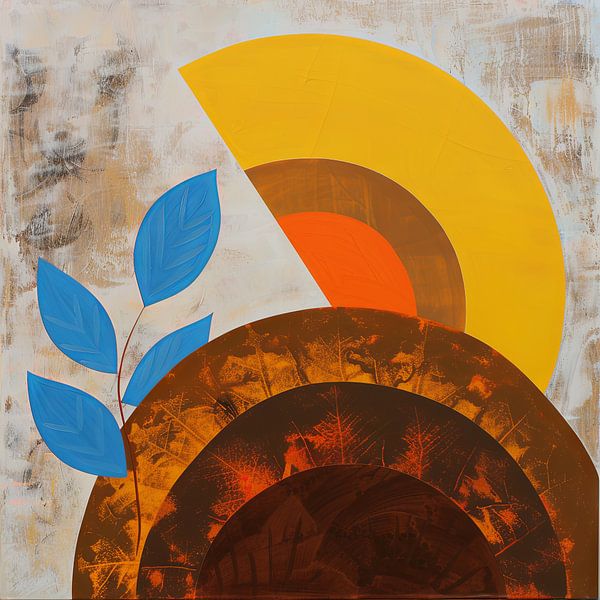 Geometrische Blätter - Farbenspiel im Abstrakten Stil von Poster Art Shop