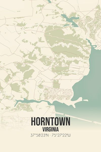Carte ancienne de Horntown (Virginie), USA. par Affiches de lieux