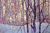 Winterlandschaft mit Birkenbäumen und Schnee