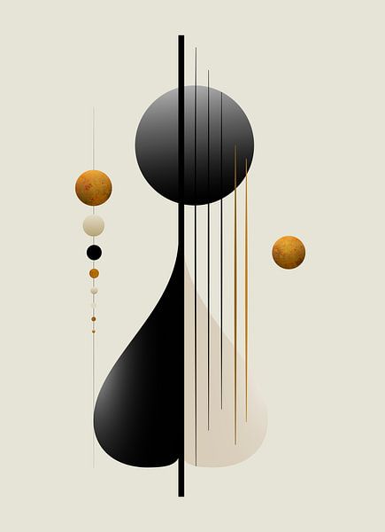 Minimalisme en or, noir et blanc crème par Hilde Remerie Photographie et art numérique