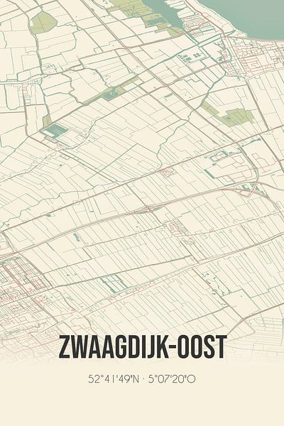 Vintage map of Zwaagdijk-Oost (North Holland) by Prints of Place