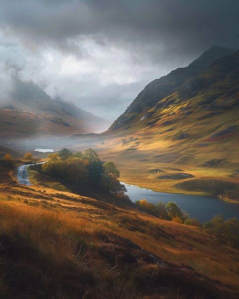 Fog-shrouded autumn landscape by fernlichtsicht