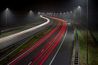 Headlights and tail lights on the A44 highway in Abbenes