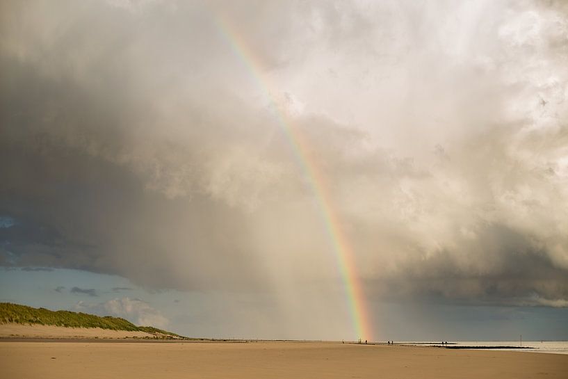 Dunes, rainbow and lovely skies above Amelander beach by Nicole Nagtegaal