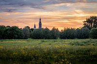 Sint- Baafskerk Aardenburg bij zonsondergang