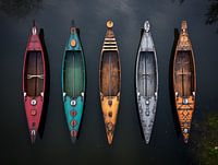 Canoe's in different colours, American native