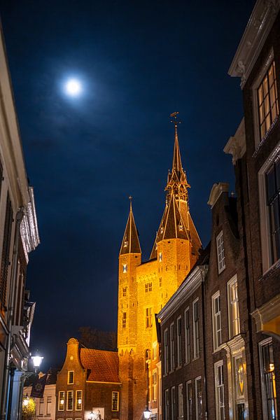 Sassenpoort in Zwolle bei Mondlicht von Sjoerd van der Wal Fotografie