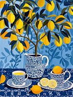 Tea with lemon | Decorative painting