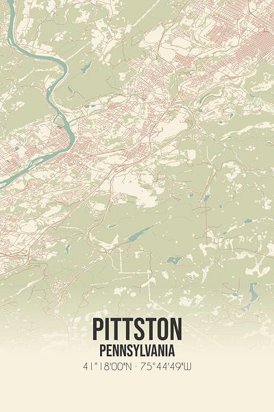 Carte ancienne de Pittston (Pennsylvanie), USA. par Affiches de lieux