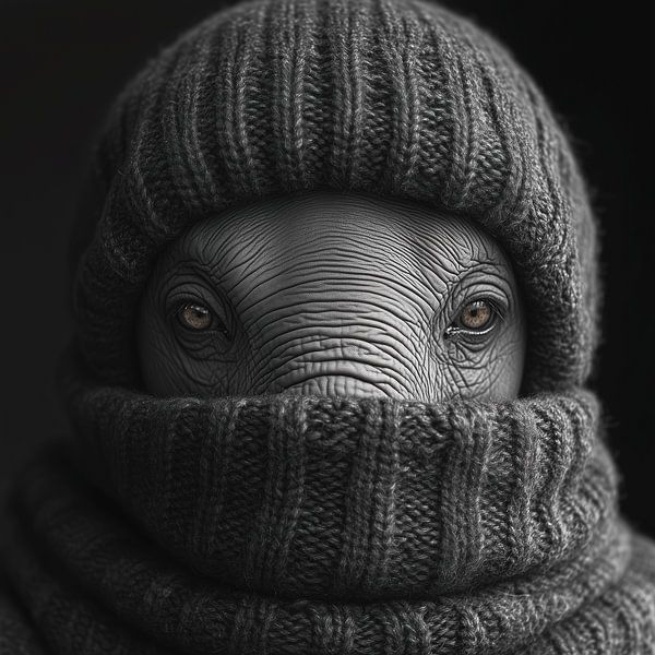 Elefant für den Winter gekleidet von Ton Kuijpers