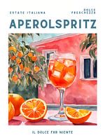 Aperol Spritz, style affiche, aquarelle