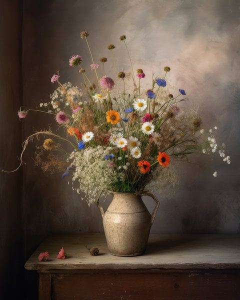 Ländliches und stimmungsvolles Stillleben mit Feldblumenstrauß von Studio Allee