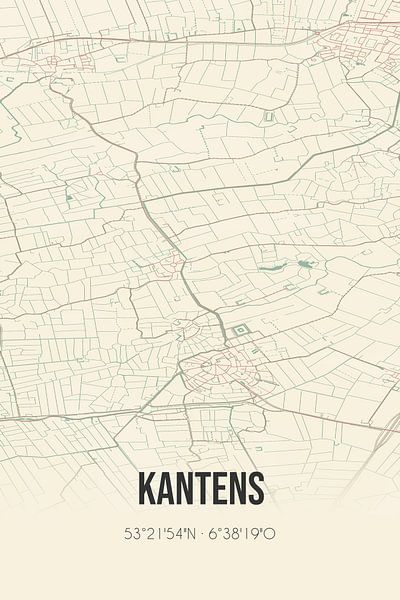 Carte ancienne de Kantens (Groningen) par Affiches de lieux