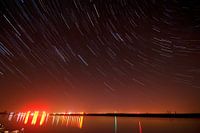 Nederlands landschap van de stuw waterkrachtcentrale Nederrijn Maurik, Nederland