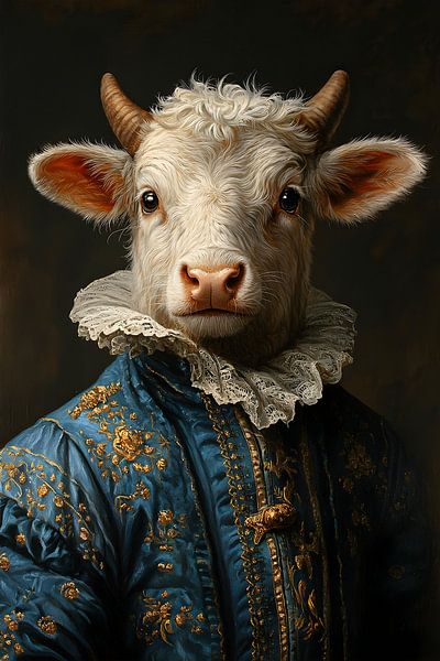 Die elegante Kuh: Eine verblüffende Mischung aus historischer Mode und Tierreich von But First Framing