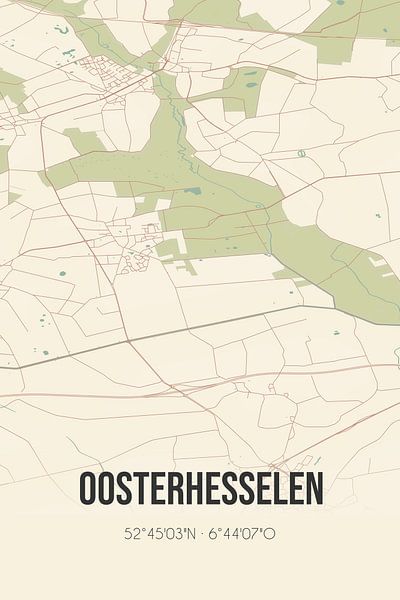 Carte ancienne d'Oosterhesselen (Drenthe) par Affiches de lieux