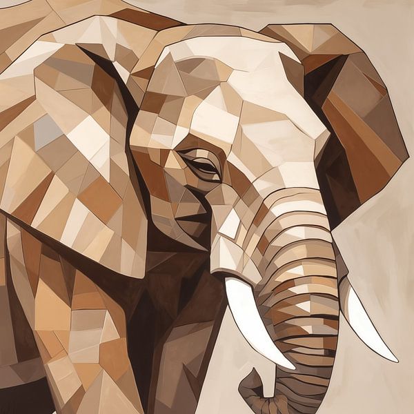 Elefant in kubistischen Formen von Schwarzer Kaffee