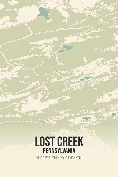 Carte ancienne de Lost Creek (Pennsylvanie), USA. par Affiches de lieux