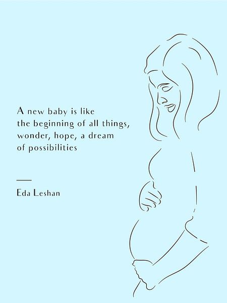 Schwangere Frau Strichzeichnung - Blau von MDRN HOME