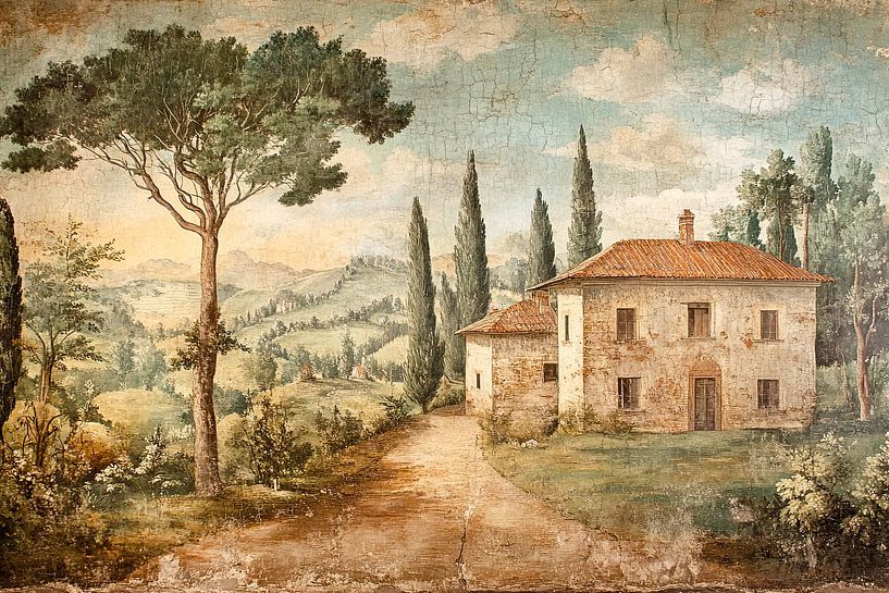 Scenic mural of Italian countryside by Vlindertuin-Art