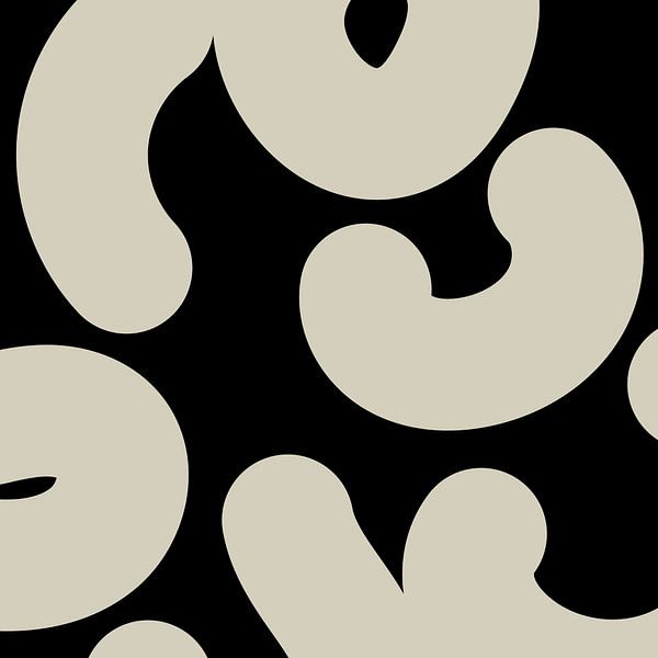 Boho Abstracte Vormen. Wit op zwart nr. 8 van Dina Dankers